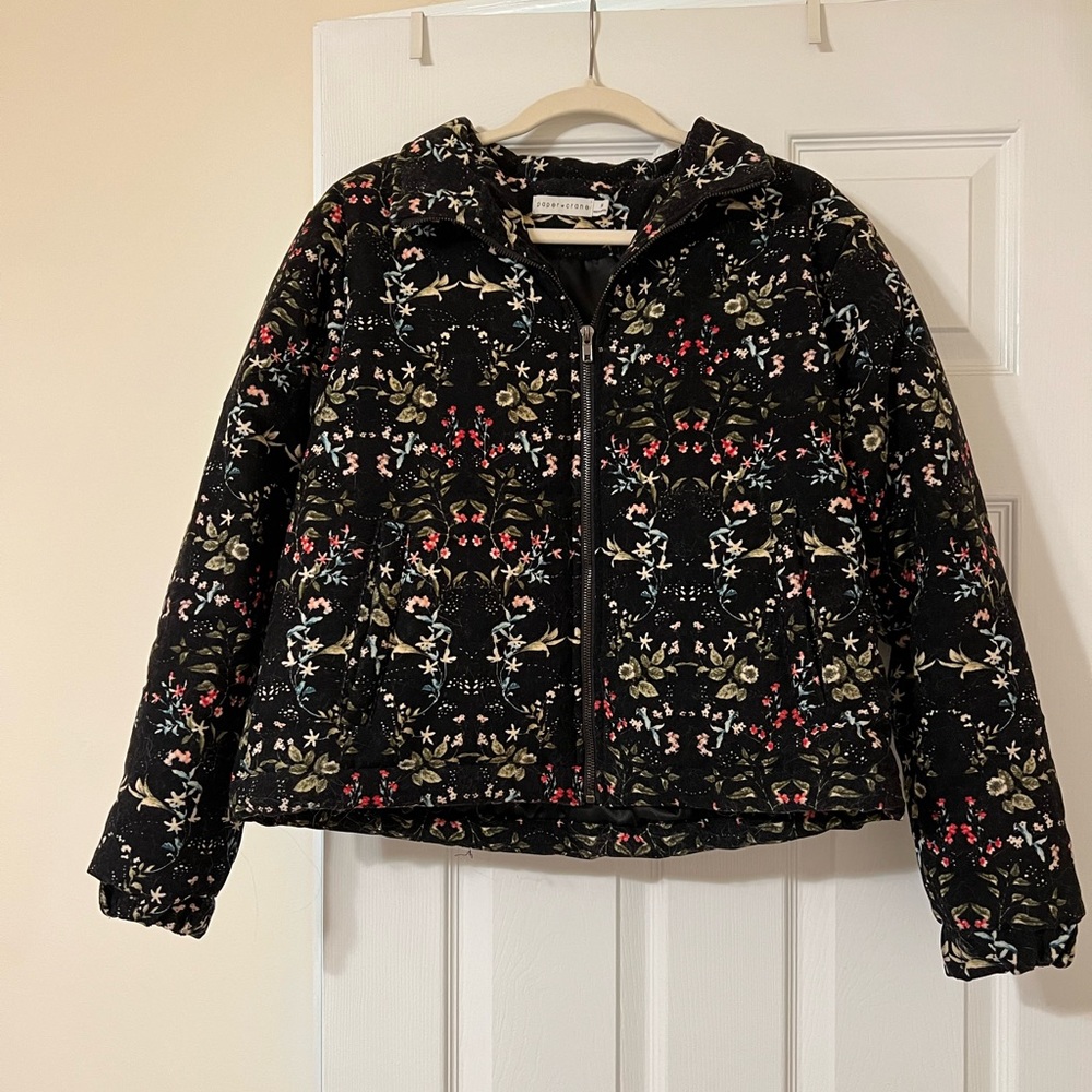 NWOT Black Floral Coat